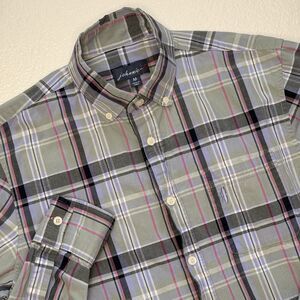 Johnnie-O Mens Medium Green Plaid Cotton Button Down Long Sleeve Shirt JO-154